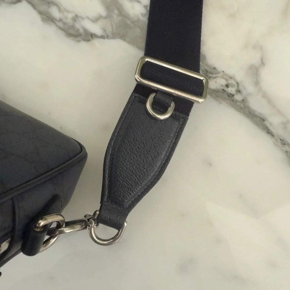 GUCCI GG MINI‎ SHOULDER BAG GG SUPREME/SILVER HARDWARE 746308, Blue Canvas